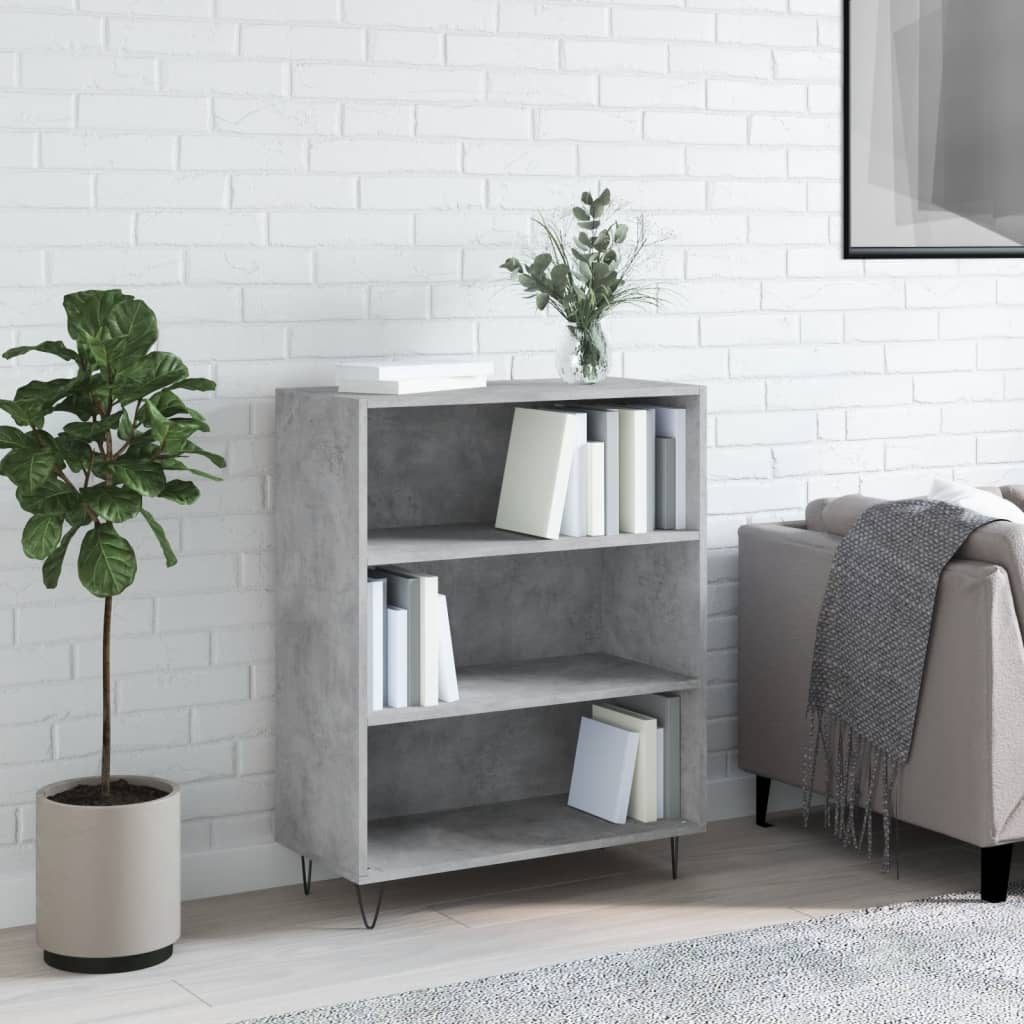 Bogreol Betongrå 69,5x32,5x90 cm Træmateriale