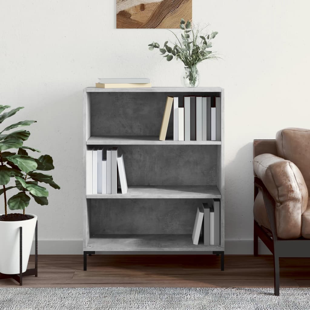 Bogreol Betongrå 69,5x32,5x90 cm Træmateriale