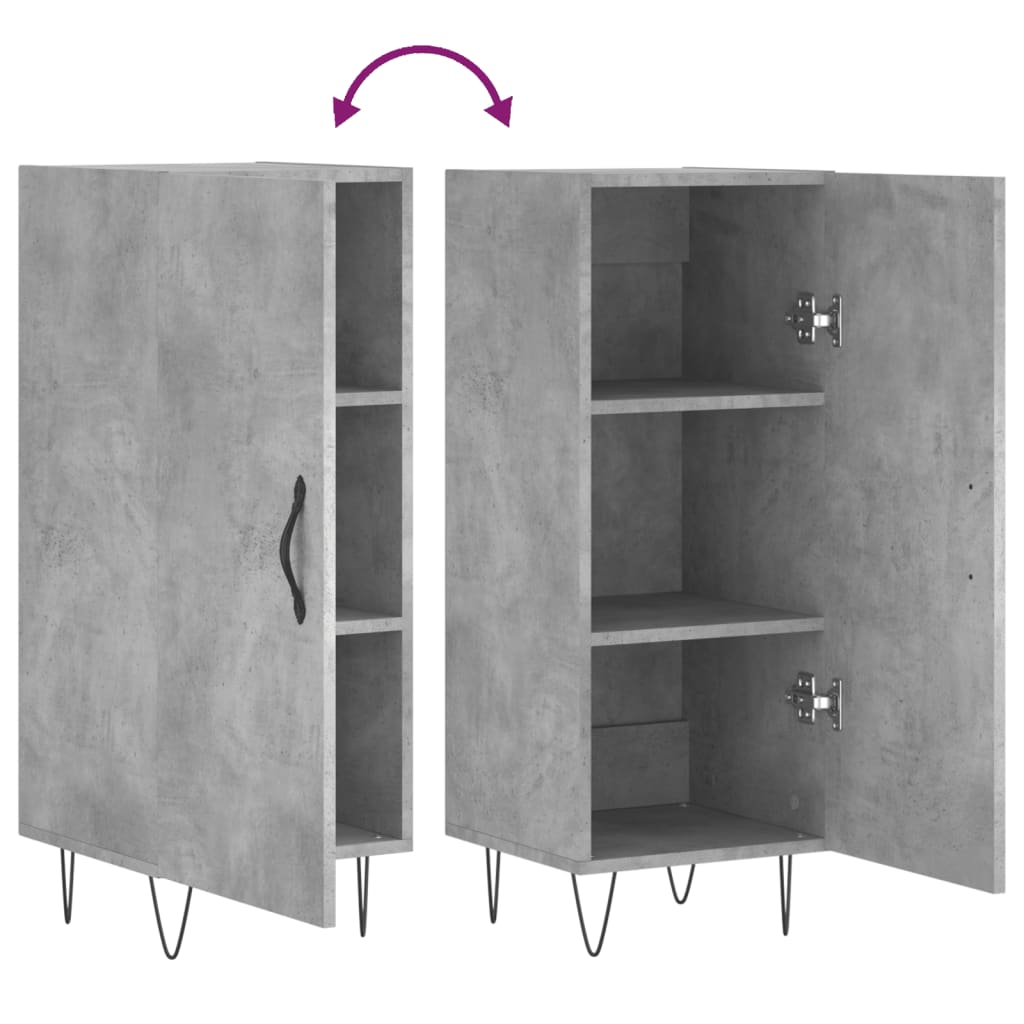 Skænk Beton Grå 34,5x34x90 cm Træ Materiale