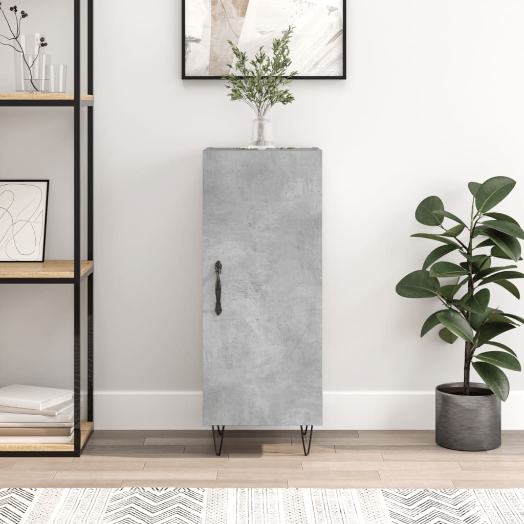 Skænk Beton Grå 34,5x34x90 cm Træ Materiale