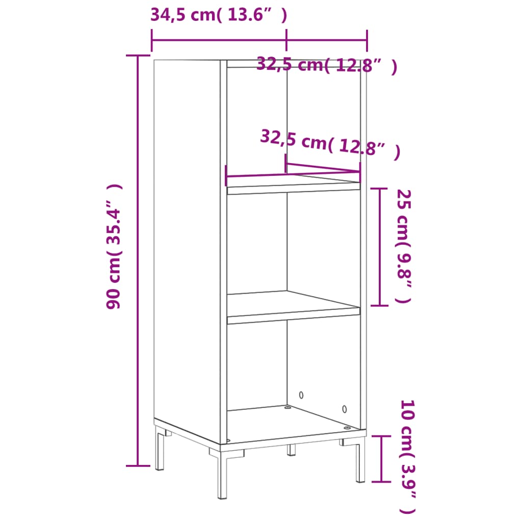 Skænk Sonoma Eg 34,5x32,5x90 cm Træ Materiale
