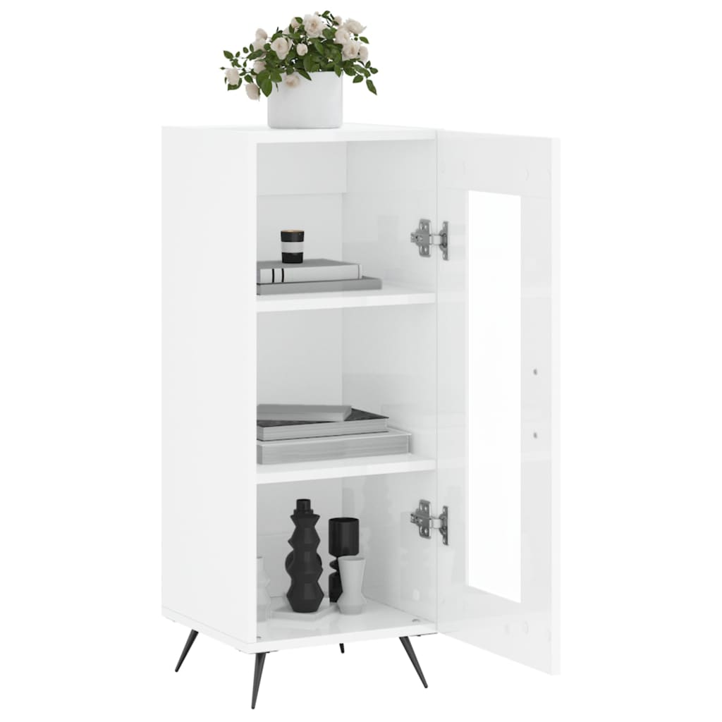 Skænk Højglans Hvid 34,5x34x90 cm Træmateriale