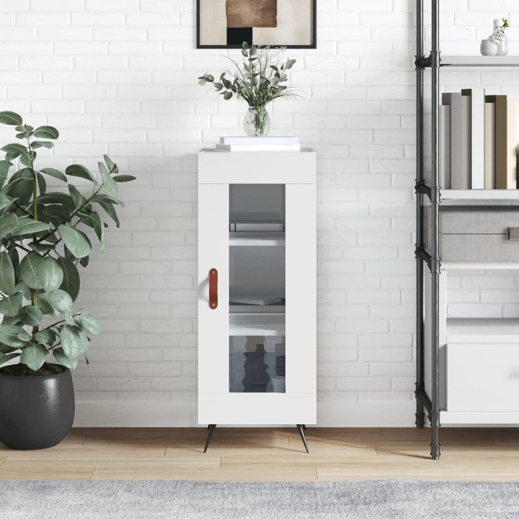 Skænk Højglans Hvid 34,5x34x90 cm Træmateriale