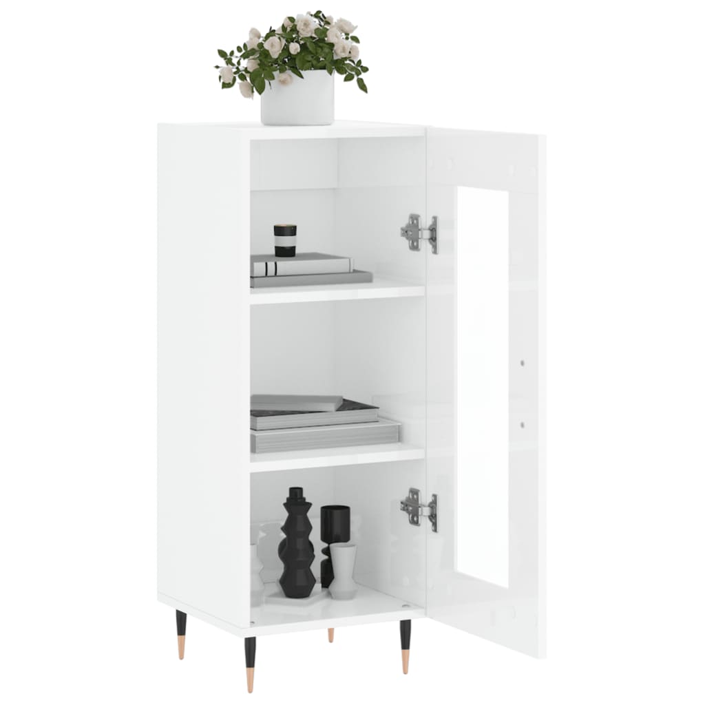 Skænk Højglans Hvid 34,5x34x90 cm Træmateriale