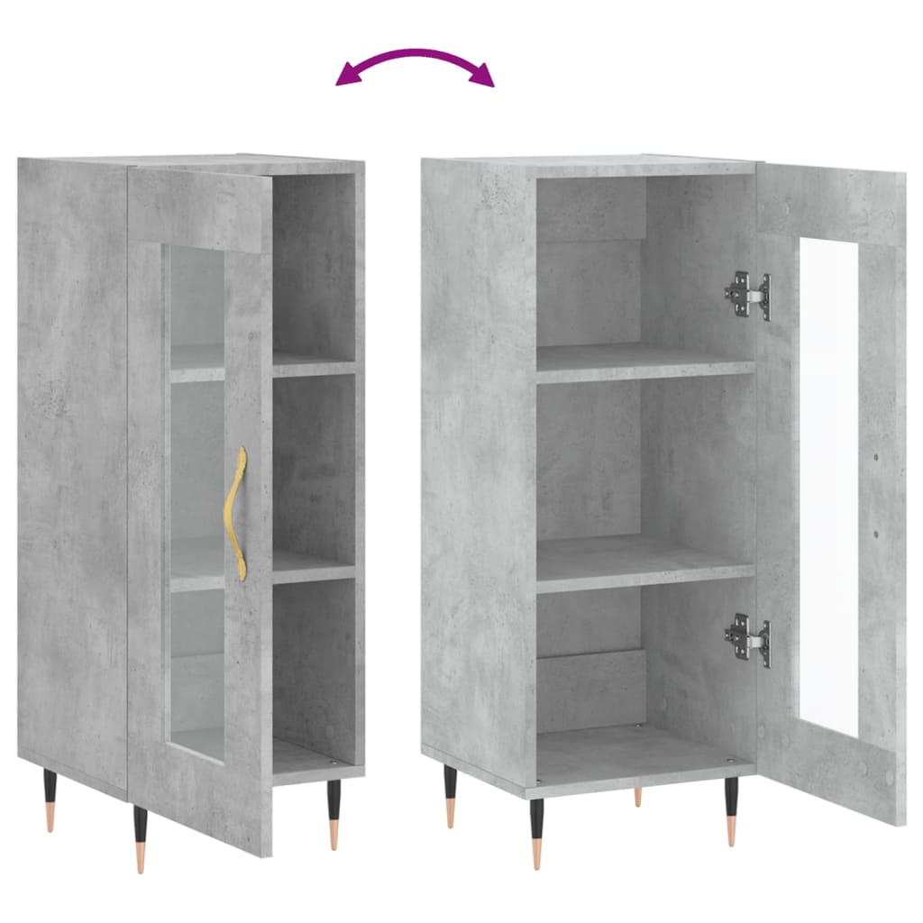Skænk Beton Grå 34,5x34x90 cm Træ Materiale