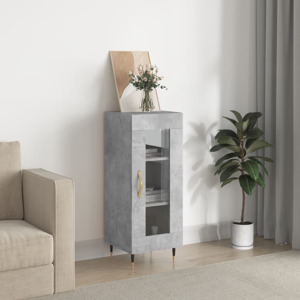 Skænk Beton Grå 34,5x34x90 cm Træ Materiale