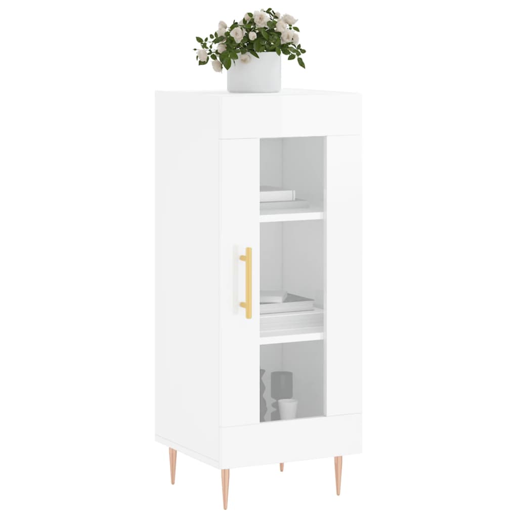 Skænk Højglans Hvid 34,5x34x90 cm Træmateriale