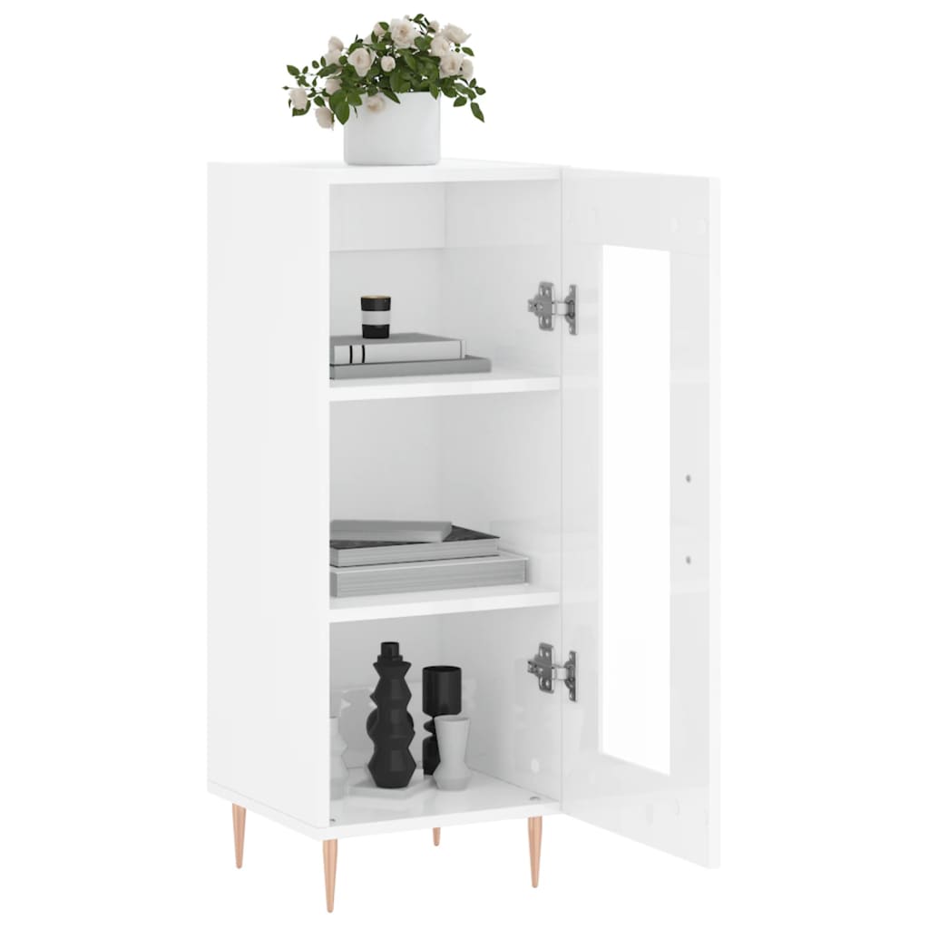 Skænk Højglans Hvid 34,5x34x90 cm Træmateriale