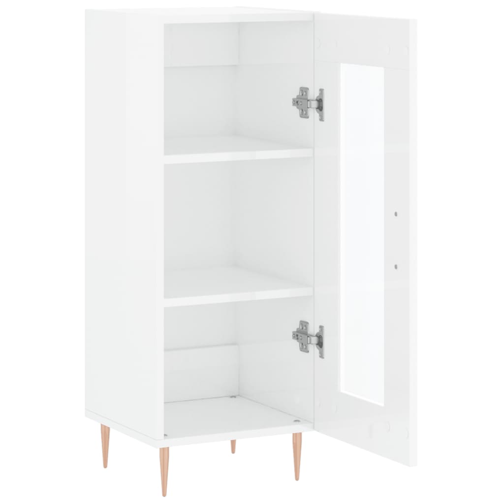 Skænk Højglans Hvid 34,5x34x90 cm Træmateriale