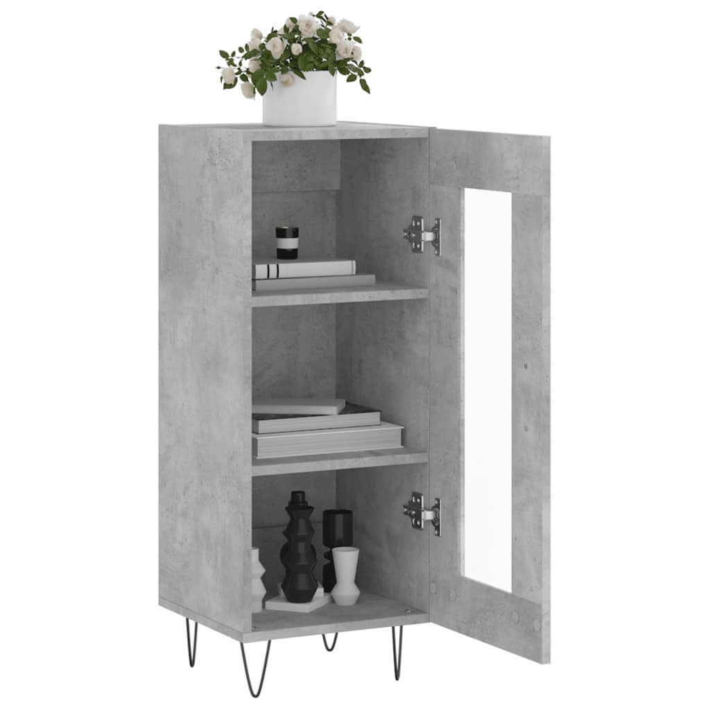Skænk Beton Grå 34,5x34x90 cm Træ Materiale