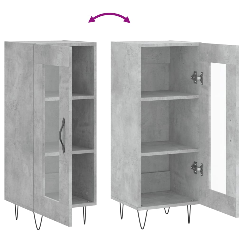 Skænk Beton Grå 34,5x34x90 cm Træ Materiale
