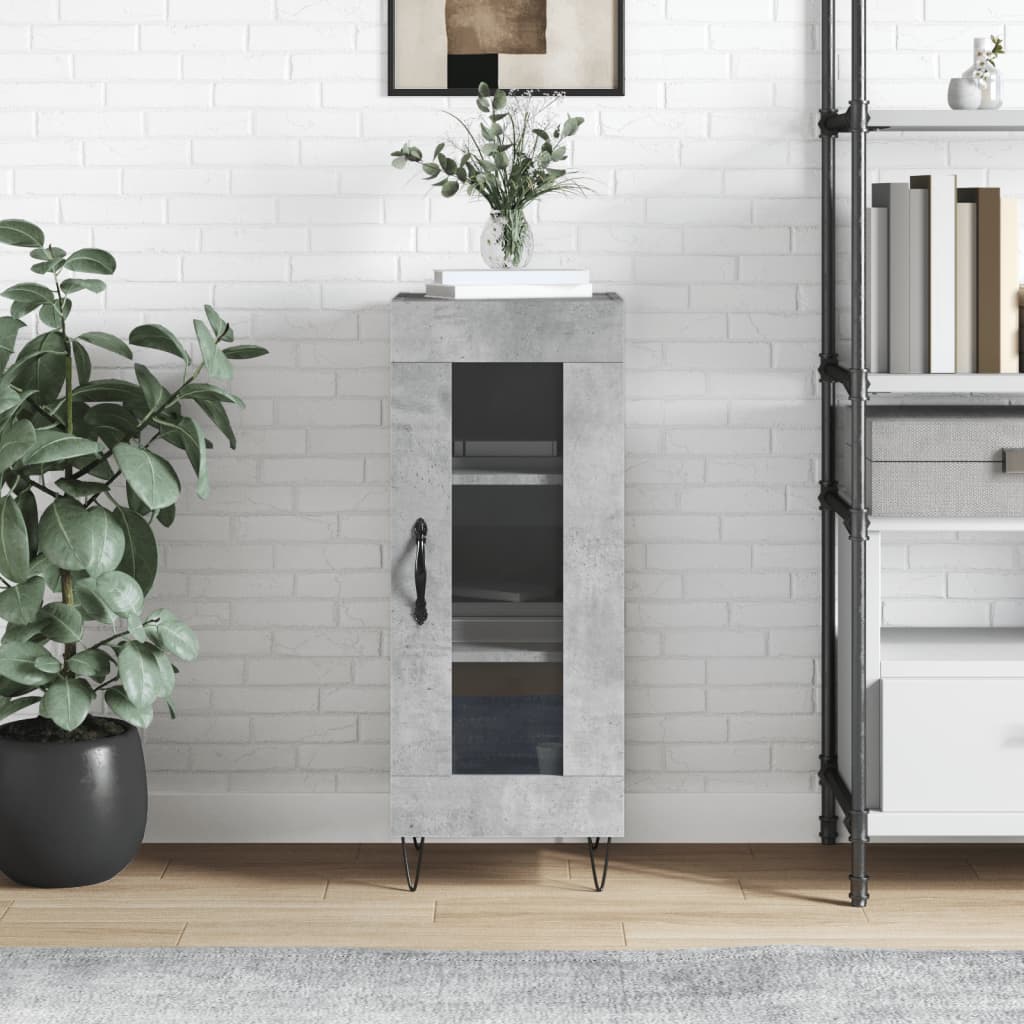 Skænk Beton Grå 34,5x34x90 cm Træ Materiale