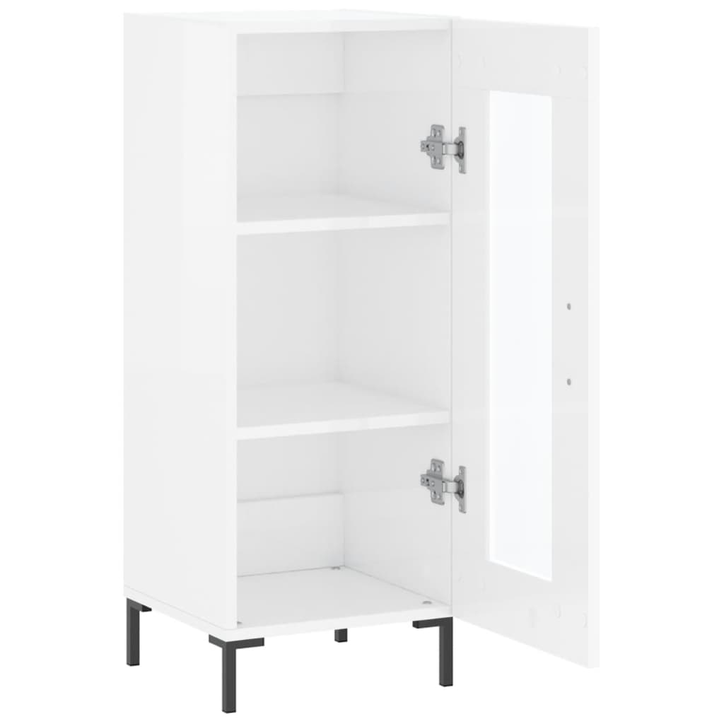 Skænk Højglans Hvid 34,5x34x90 cm Træmateriale