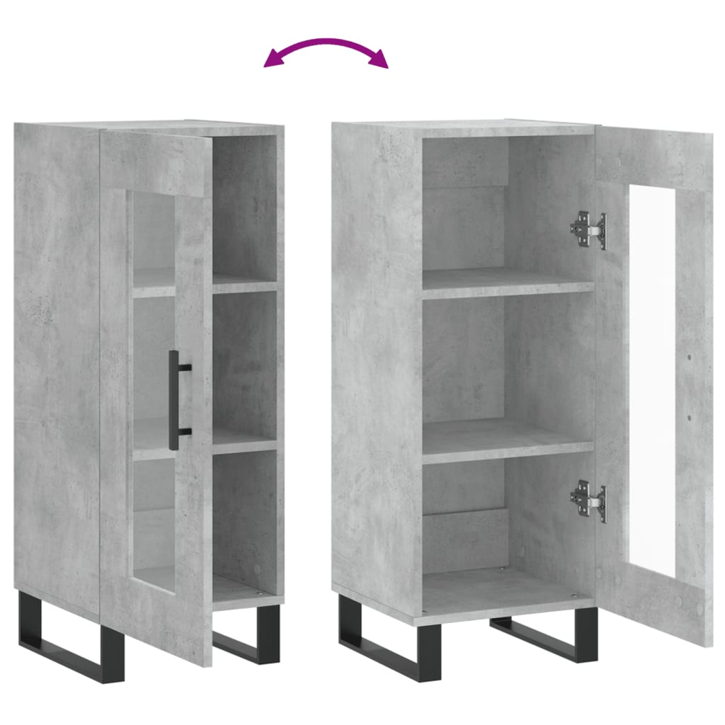 Skænk Beton Grå 34,5x34x90 cm Træ Materiale