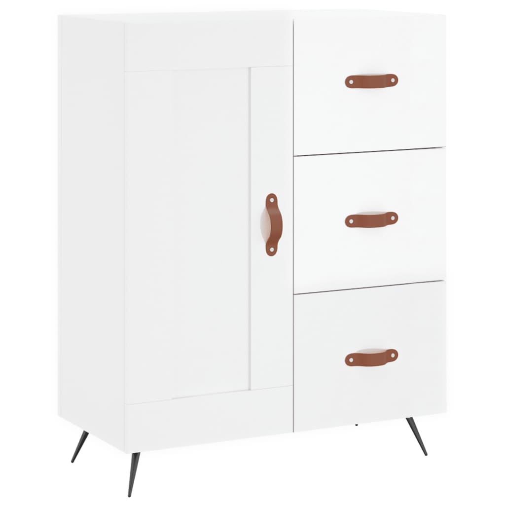 Skænk Højglans Hvid 69,5x34x90 cm Træmateriale