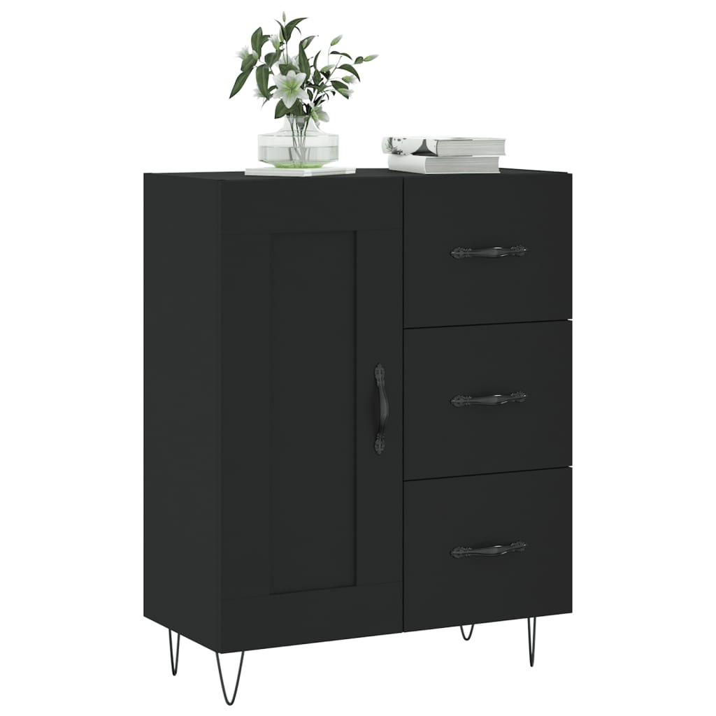 Skænk Sort 69,5x34x90 cm Træ Materiale