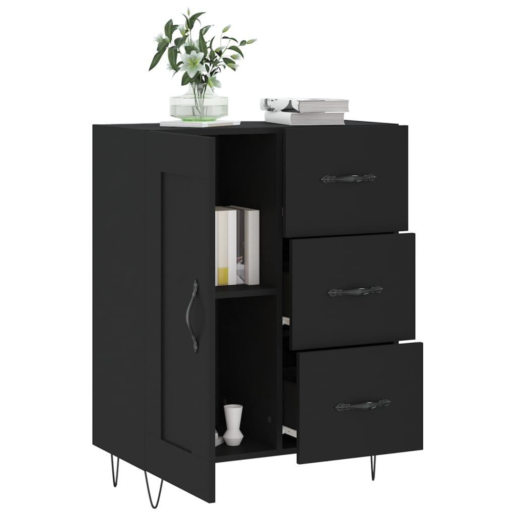 Skænk Sort 69,5x34x90 cm Træ Materiale