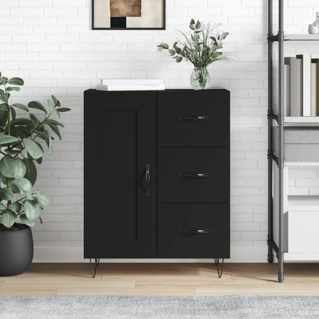 Skænk Sort 69,5x34x90 cm Træ Materiale