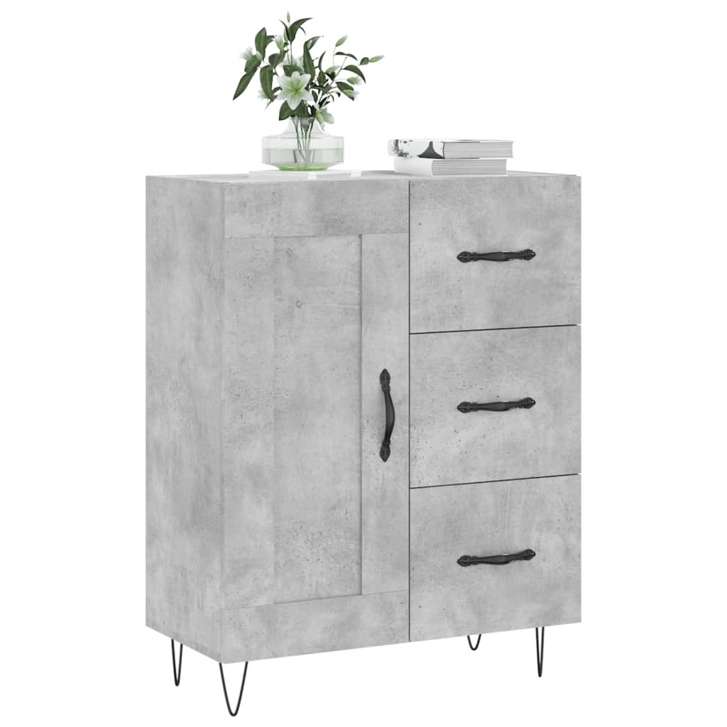 Skænk Beton Grå 69,5x34x90 cm Træ Materiale