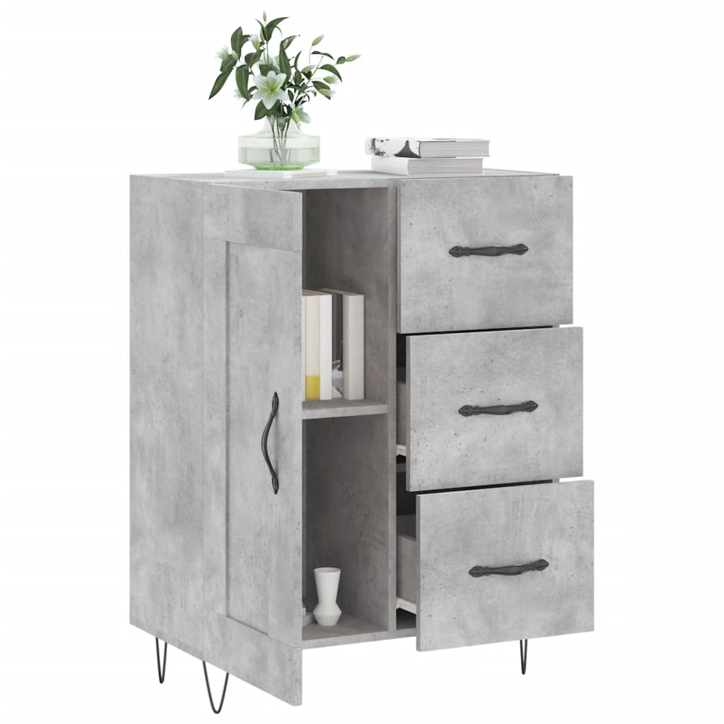 Skænk Beton Grå 69,5x34x90 cm Træ Materiale