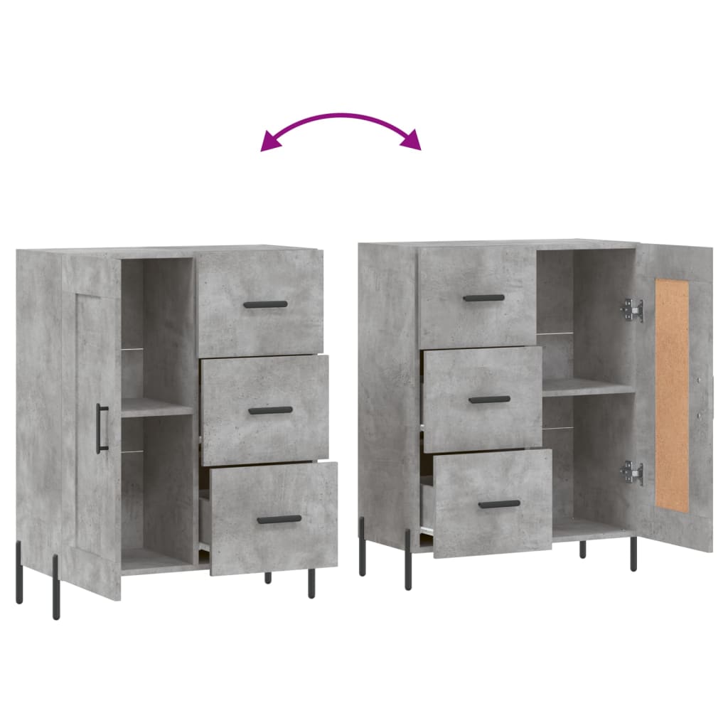 Skænk Beton Grå 69,5x34x90 cm Træ Materiale