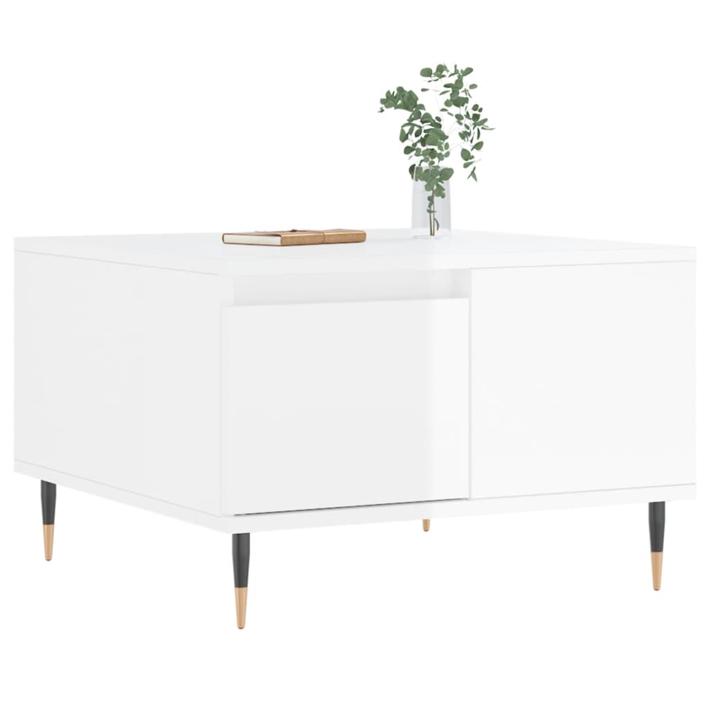 Sofabord højglans hvid 55x55x36,5 cm træmateriale
