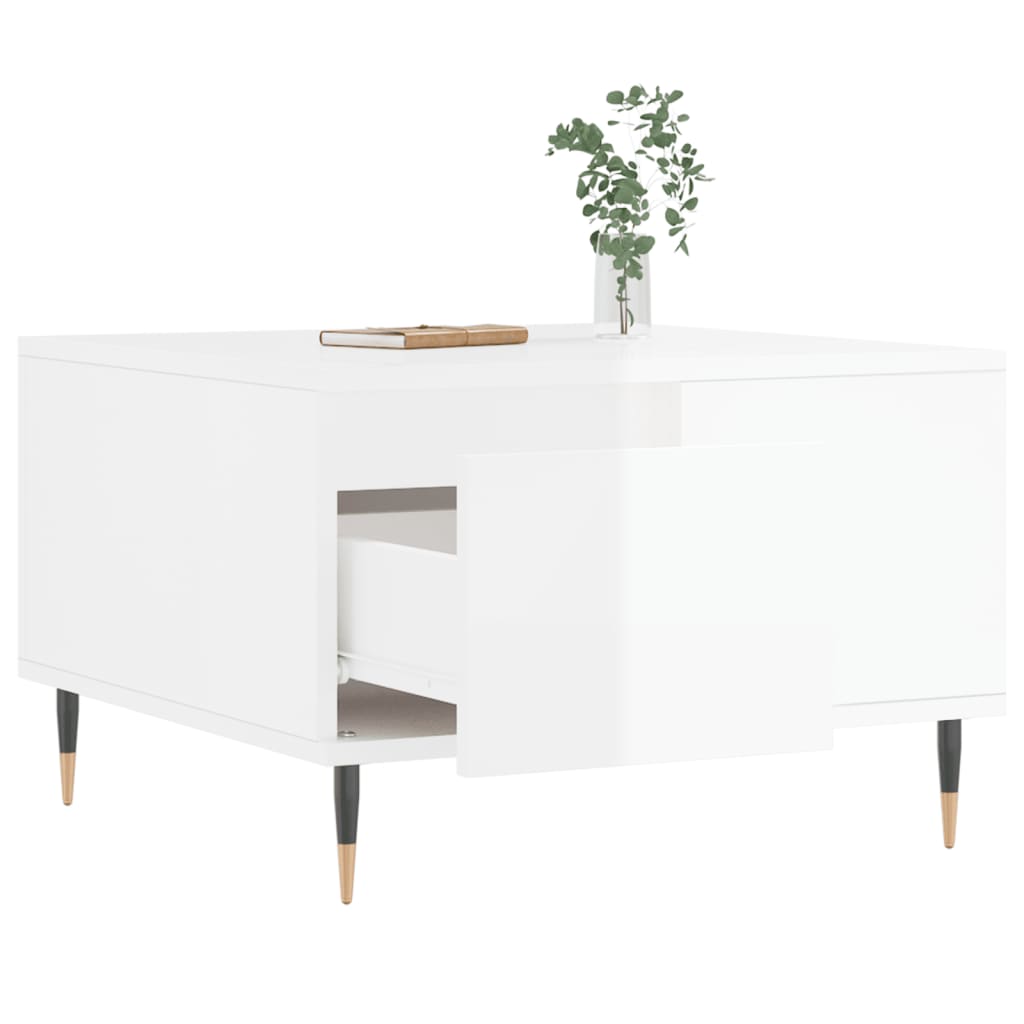 Sofabord højglans hvid 55x55x36,5 cm træmateriale