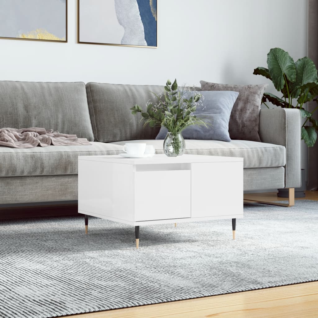 Sofabord højglans hvid 55x55x36,5 cm træmateriale
