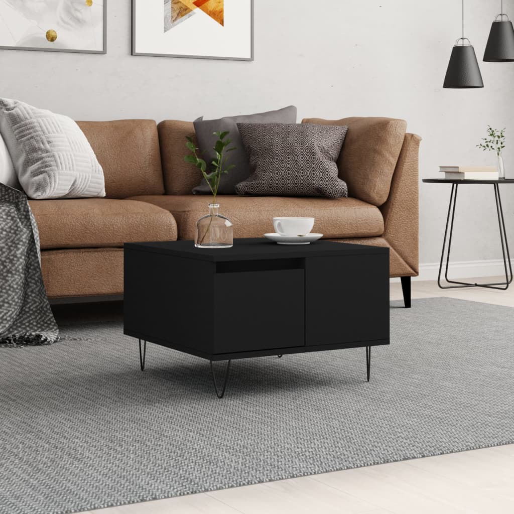 Sofabord Sort 55x55x36,5 cm Træ Materiale