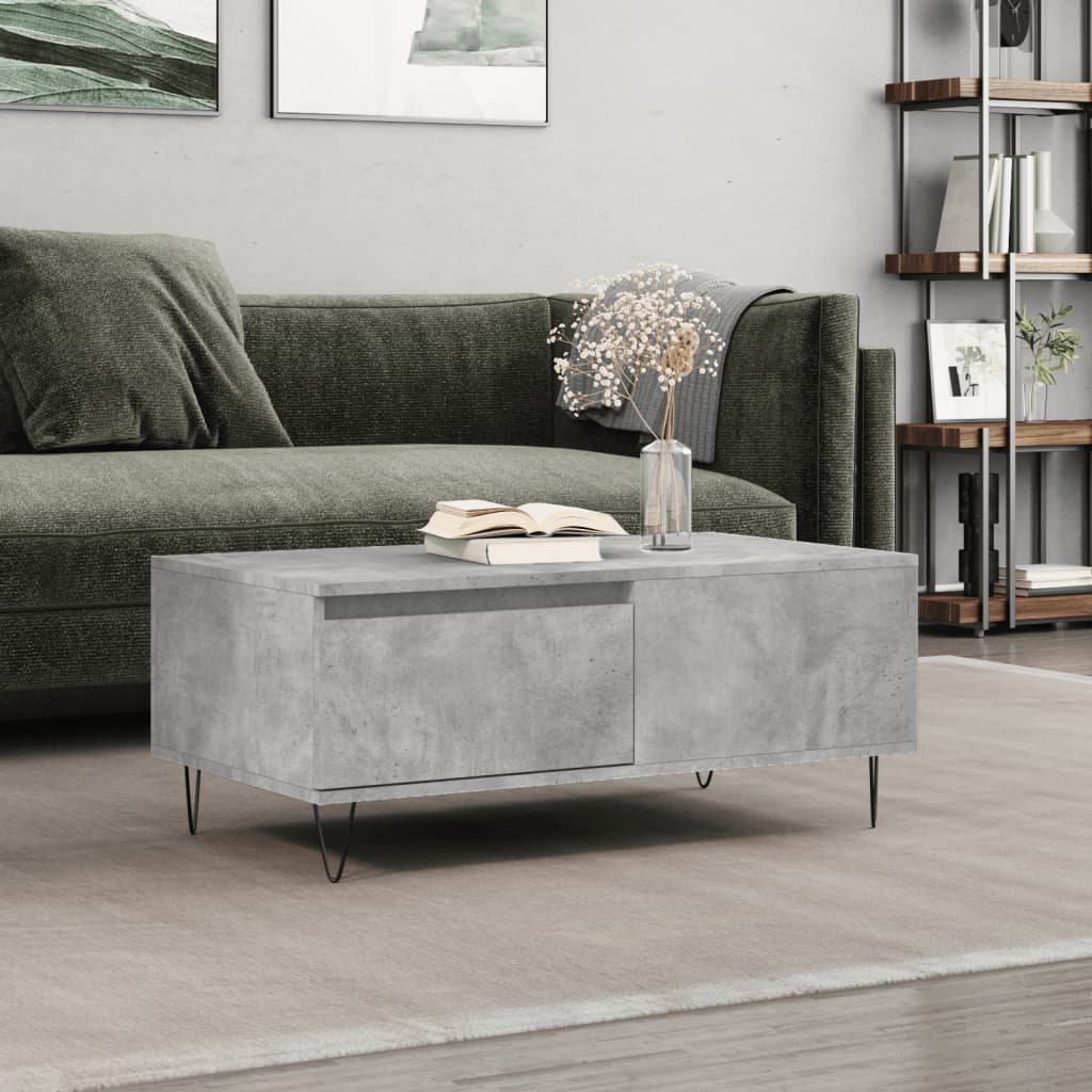 Sofabord betongrå 90x50x36,5 cm træmateriale