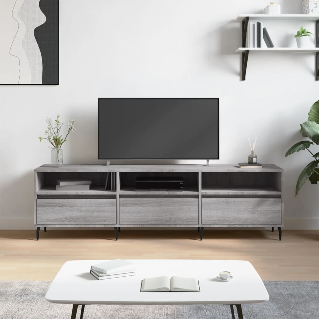 TV-skab Grå Sonoma 150x30x44,5 cm Træ Materiale