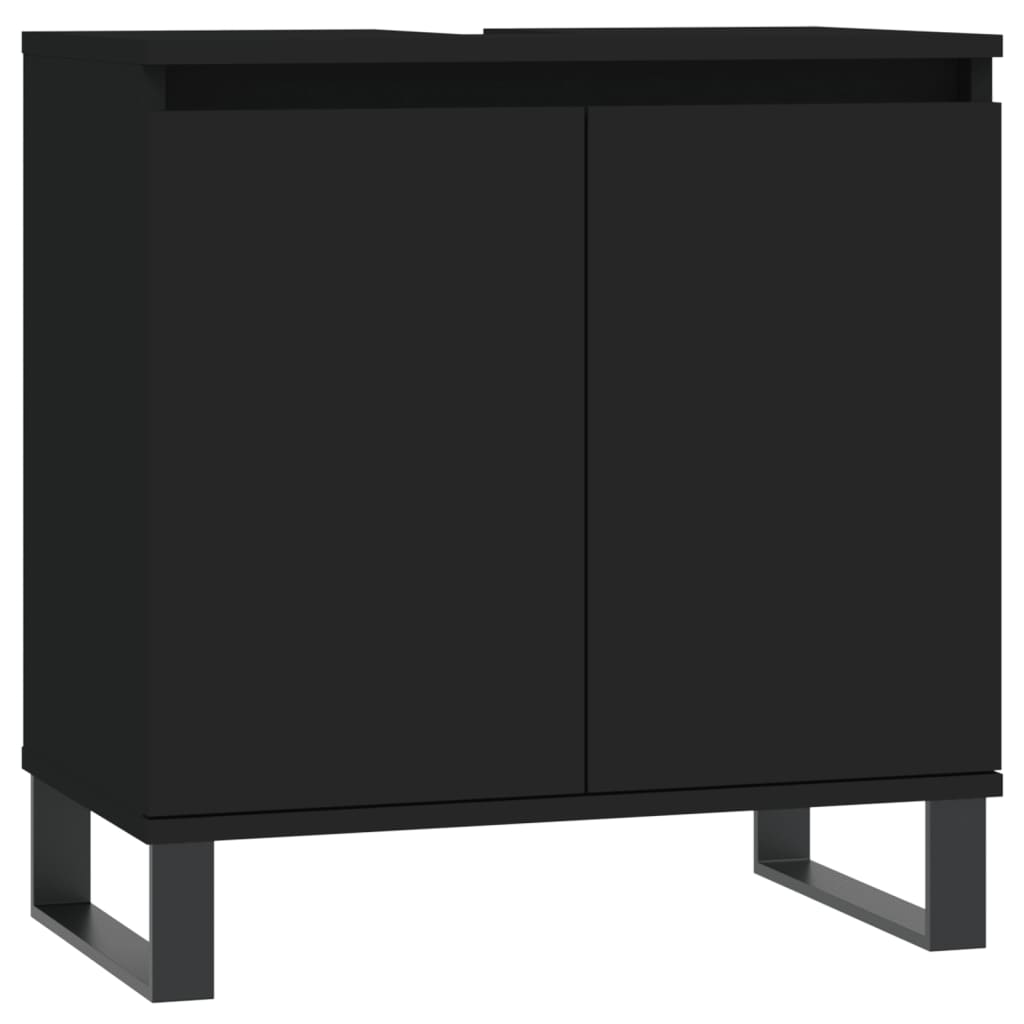 Badeværelsesskab Sort 58x33x60 cm Træ Materiale