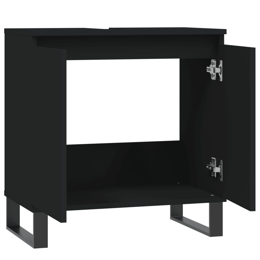 Badeværelsesskab Sort 58x33x60 cm Træ Materiale