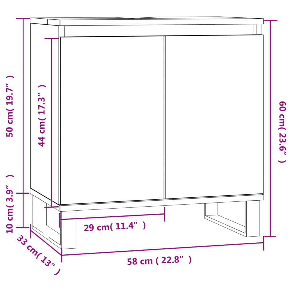 Badeværelsesskab Sort 58x33x60 cm Træ Materiale