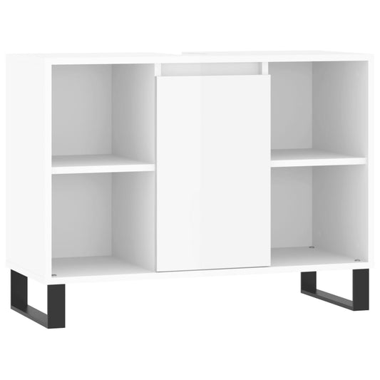 Badschrank Hochglanz-Weiß 80x33x60 cm Holzwerkstoff