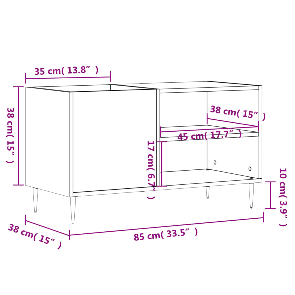 Pladeskab Røget Eg 85x38x48 cm Træmateriale