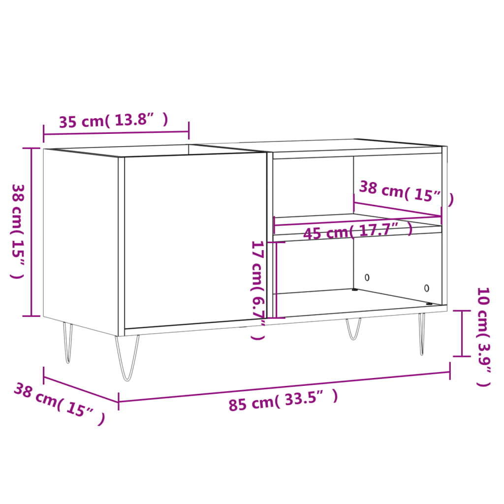 Pladeskab Højglans Hvid 85x38x48 cm Træmateriale