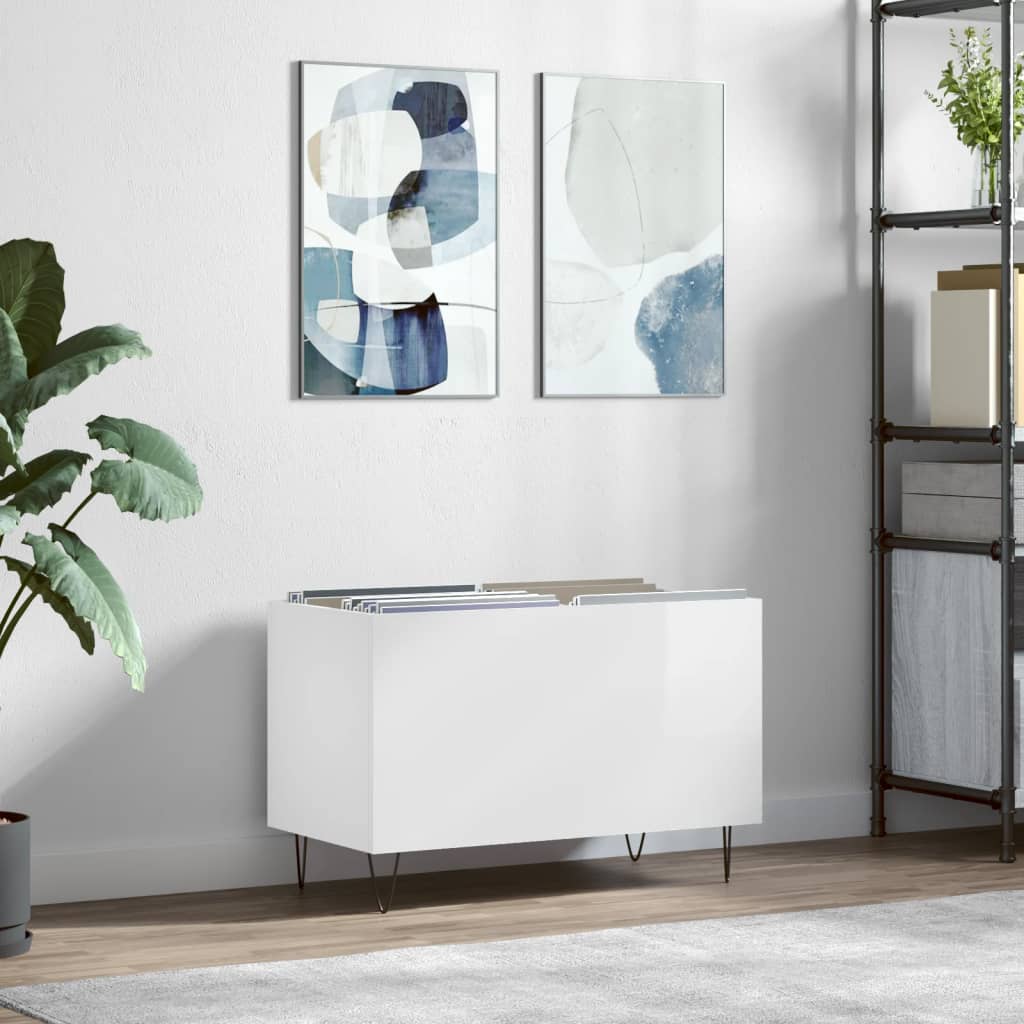 Pladeskab Højglans Hvid 74,5x38x48 cm Træmateriale