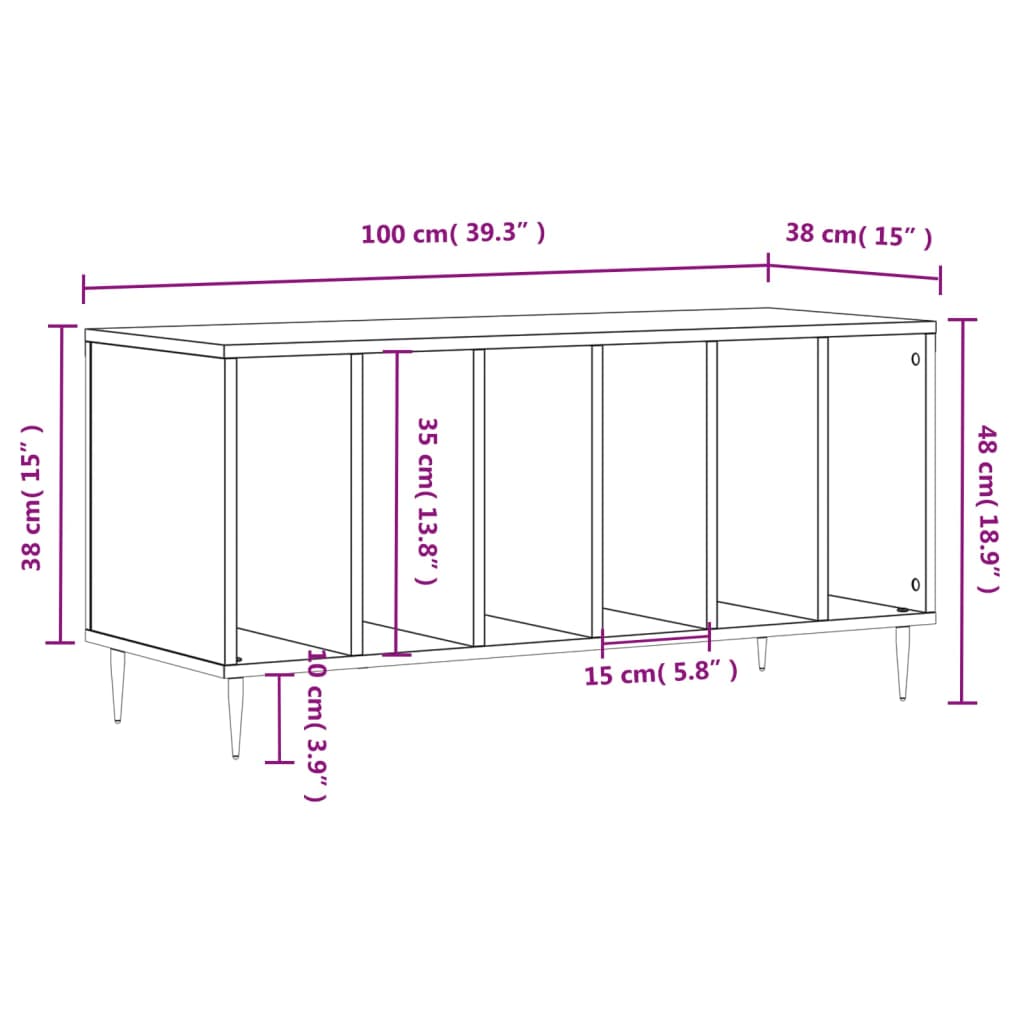 Pladeskab Hvid 100x38x48 cm Træ Materiale