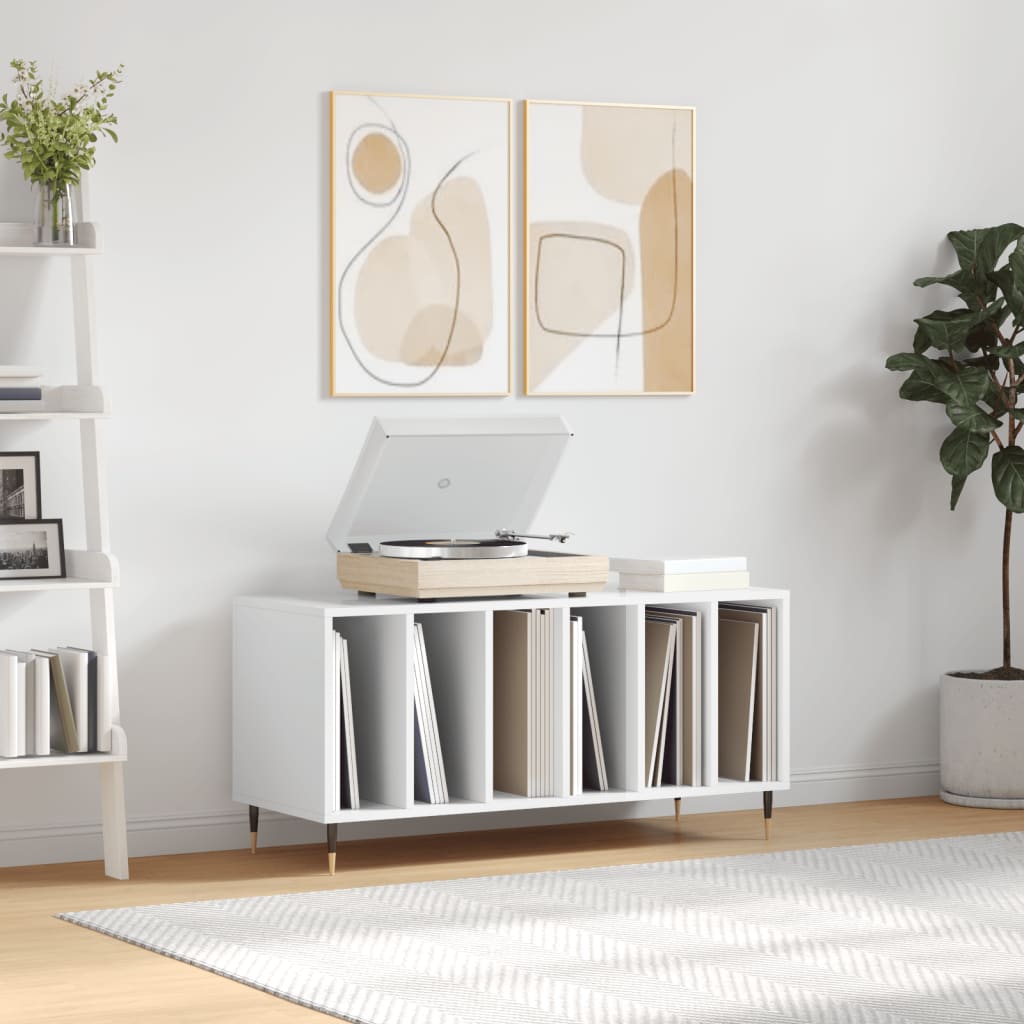 Pladeskab Højglans Hvid 100x38x48 cm Træmateriale