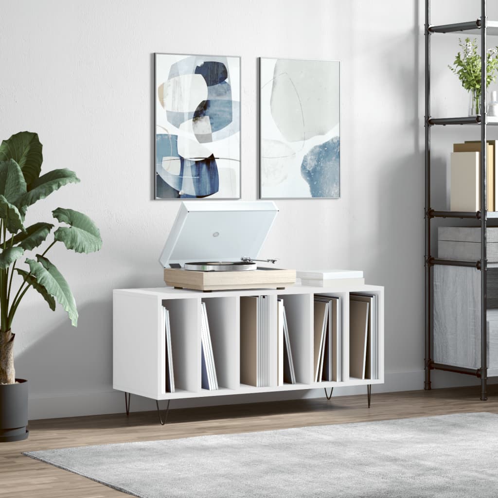 Pladeskab Hvid 100x38x48 cm Træ Materiale