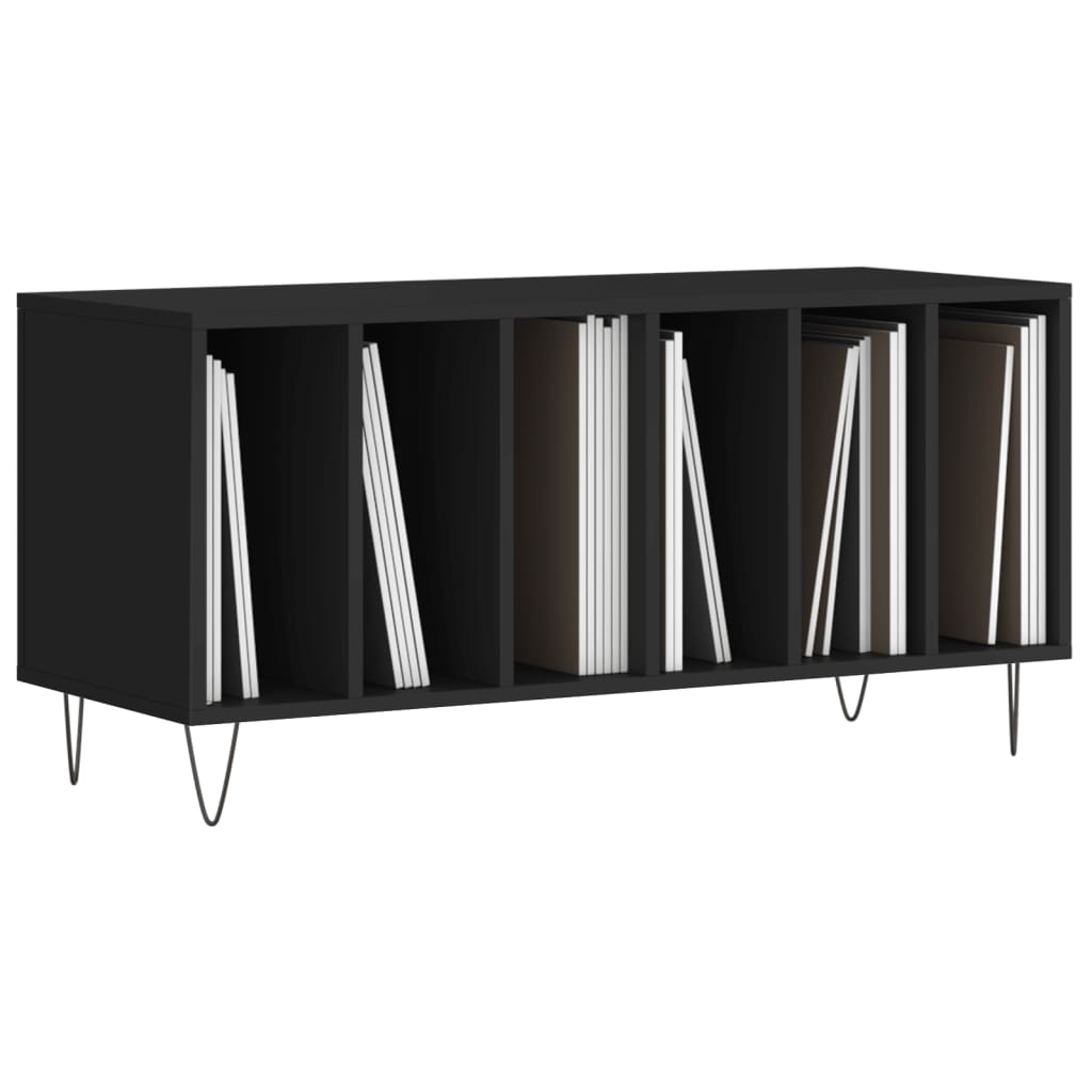 Pladeskab Sort 100x38x48 cm Træmateriale