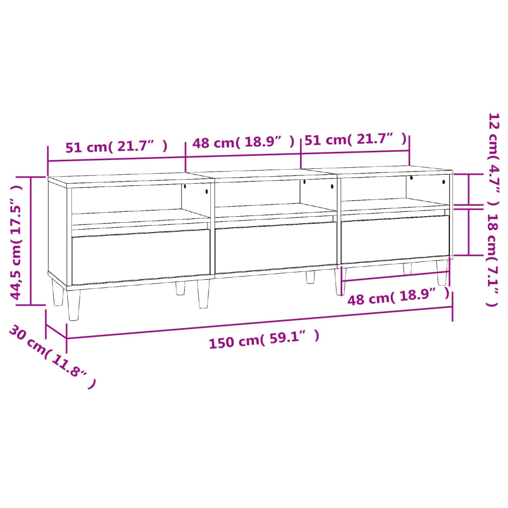 TV-skab Hvid 150x30x44,5 cm Træ Materiale