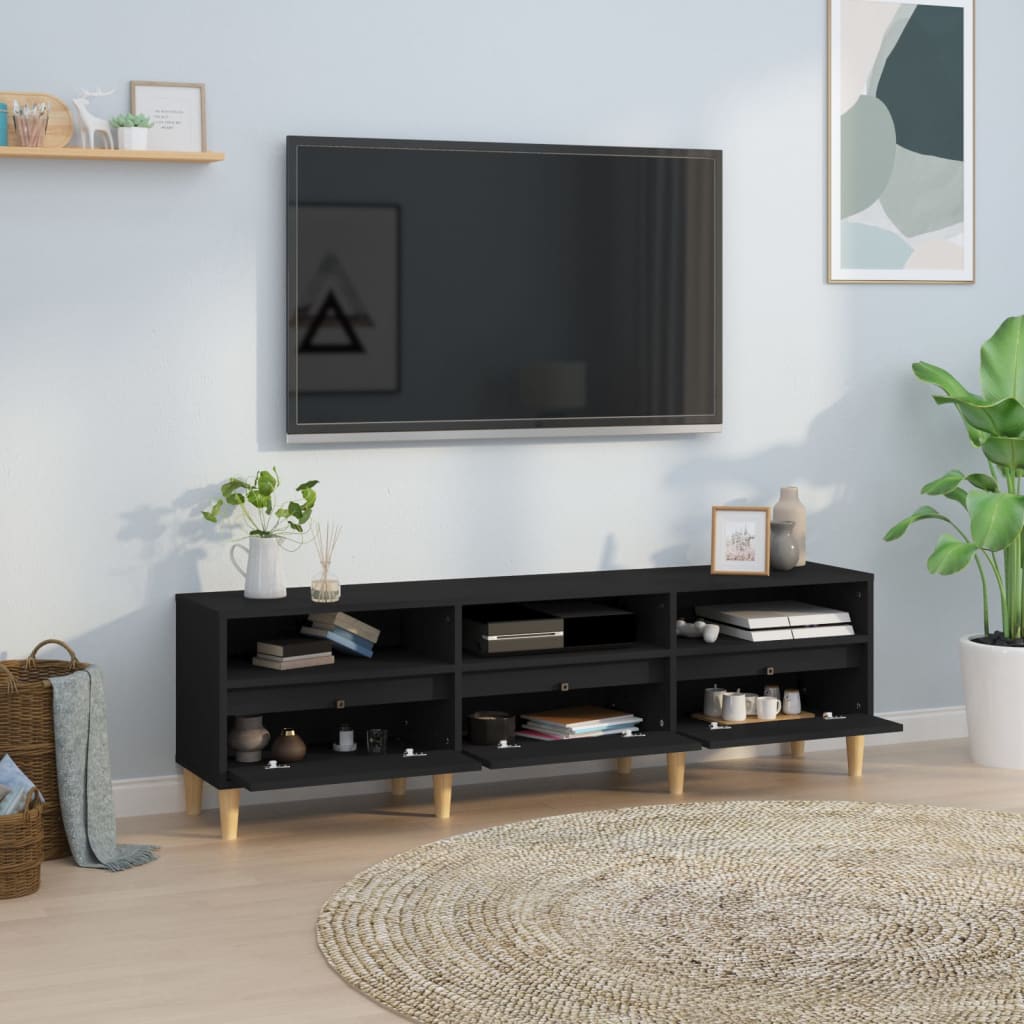 TV-skab Sort 150x30x44,5 cm Træ Materiale