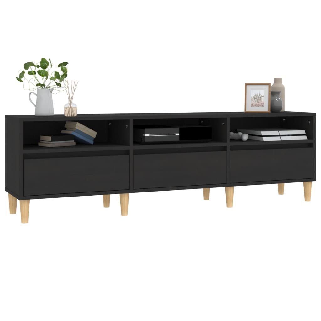 TV-skab Sort 150x30x44,5 cm Træ Materiale