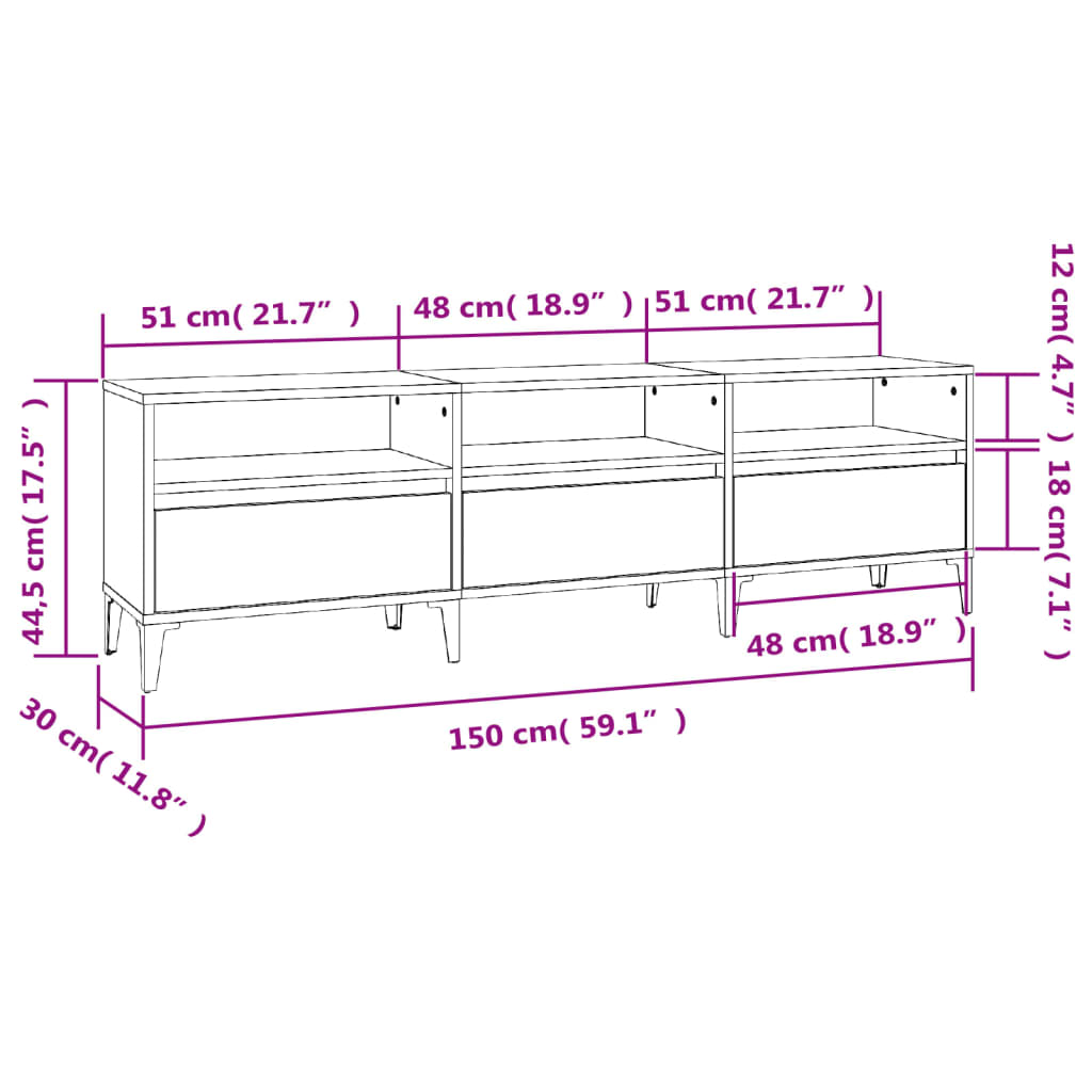 TV-skab Hvid 150x30x44,5 cm Træ Materiale