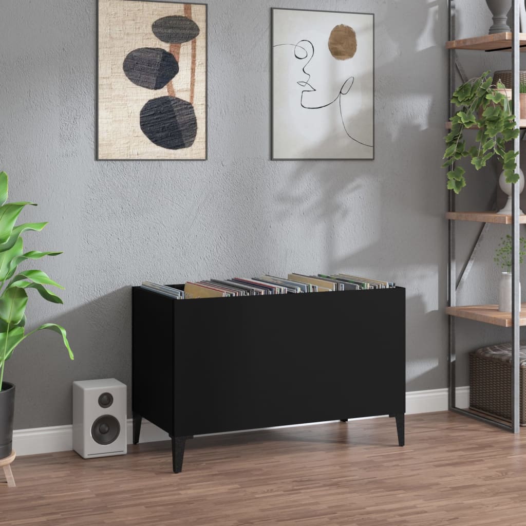 Pladeskab Sort 74,5x38x48 cm Træ Materiale