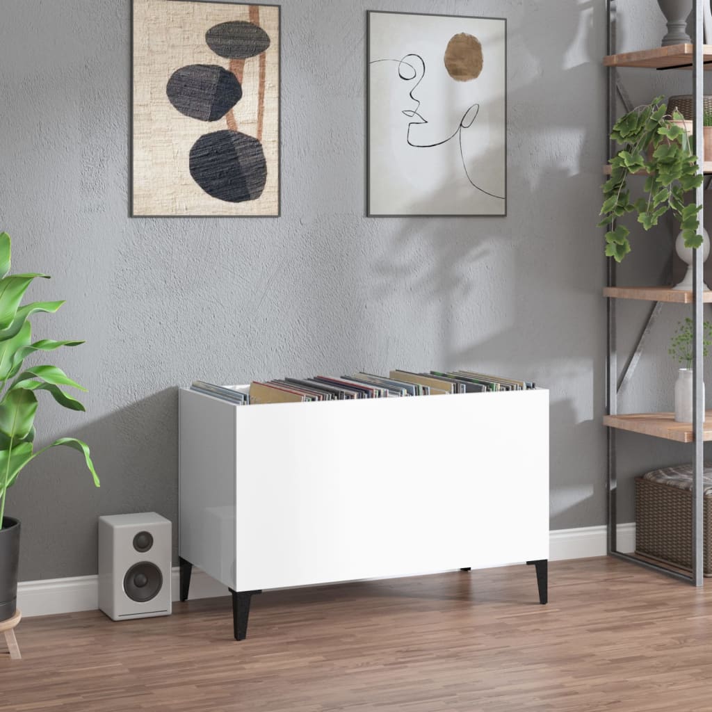 Pladeskab Højglans Hvid 74,5x38x48 cm Træmateriale