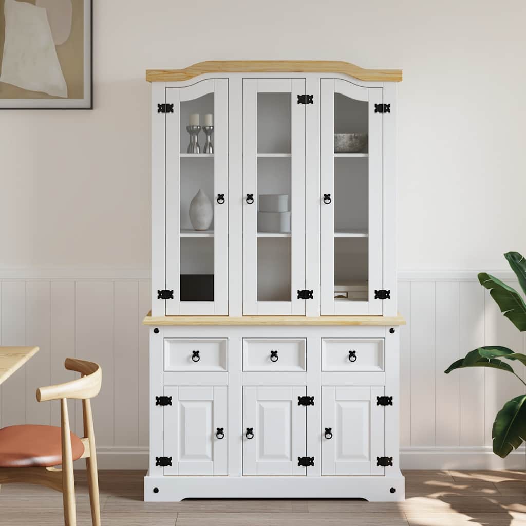 Highboard Corona 112x43x196 cm massivt træ mexicansk fyr