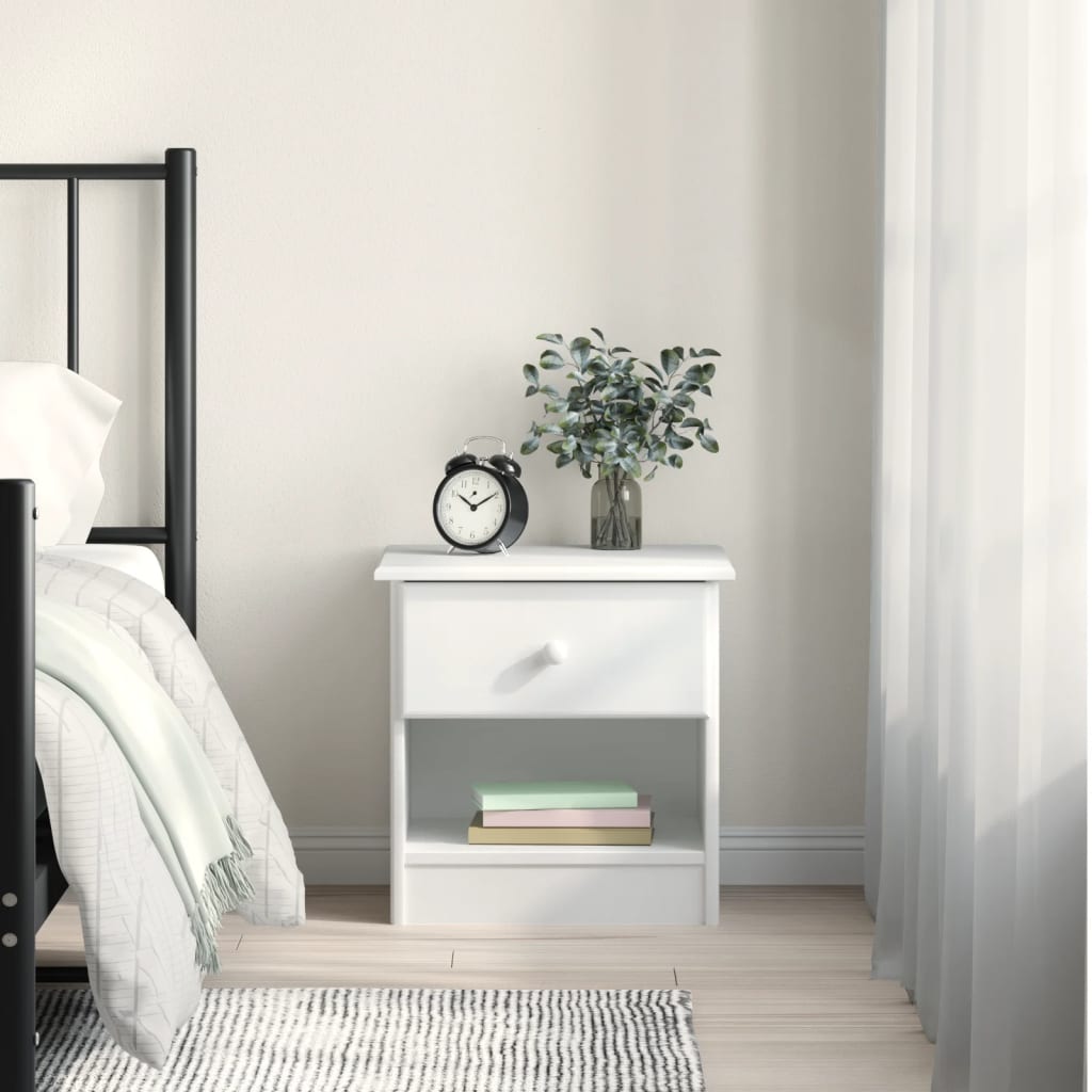 Sengebord ALTA Hvid 41x35x41 cm Massiv Fyr
